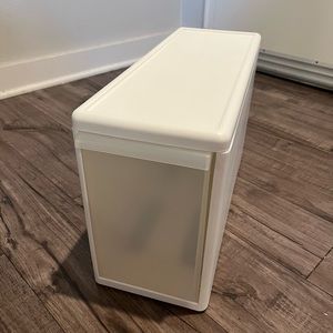 The Container Store stackable bins/drawers are great for small spaces!